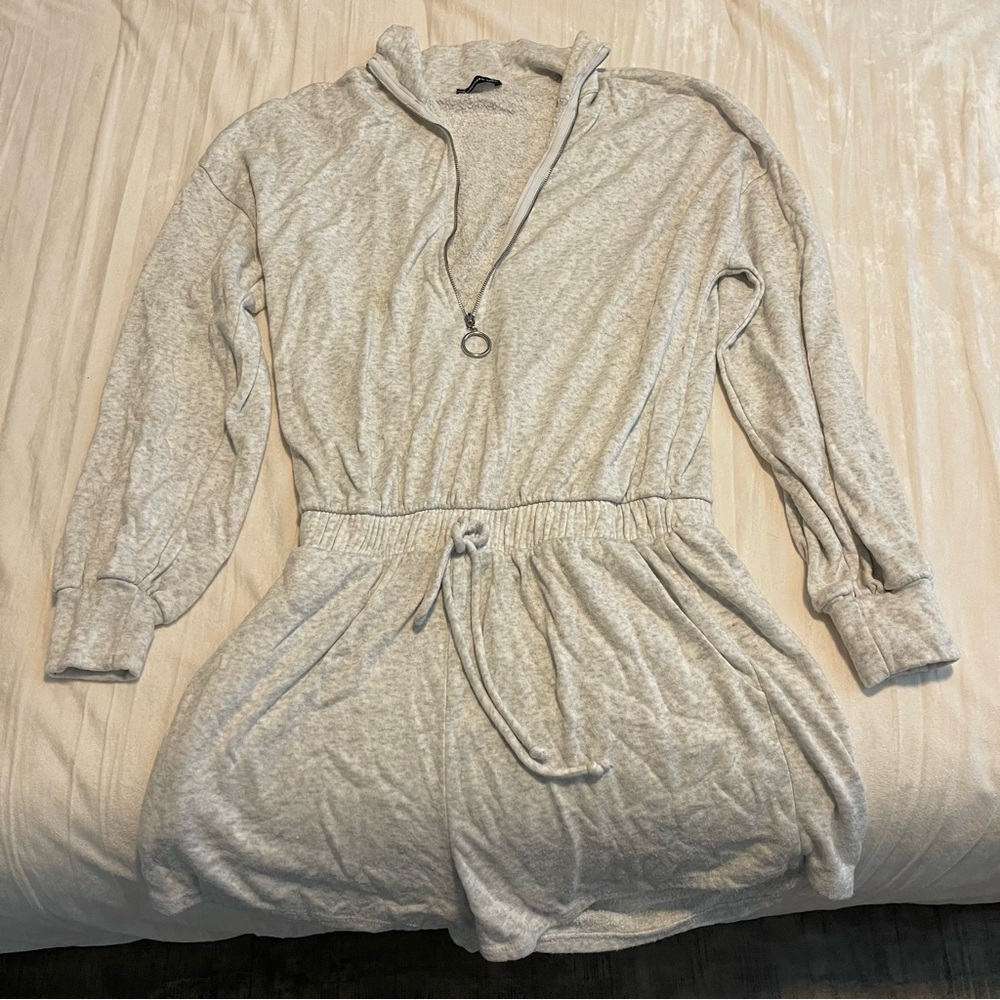 Half zip long sleeve and shorts romper